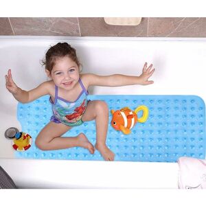 LANGRAY Bath mat, non-slip bathroom bath mat, machine washable, ideal for senior toddler children, 100 x 40cm blue