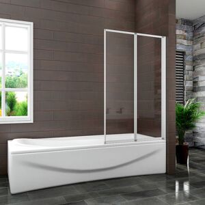 SKY BATHROOM Bathroom 2 Panel Folding Bath Shower Screen Chrome 1000mm Reversible 4mm Glass