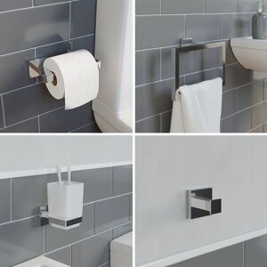 ARCHITECKT Bathroom Accessories Set Toilet Roll Holder Towel Ring Tumbler Robe Hook Chrome - Silver