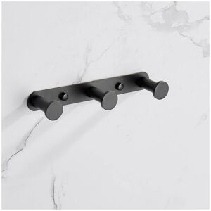 DENUOTOP Bathroom Accessories Towel Hook Matte Black Stainless Steel Towel Robe Coat Rack Rows of Three Hooks for Home Storage Organization,Hallway,Foyer,Wall