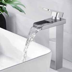 ALWAYSH Bathroom Faucet Waterfall Basin Mixer Tap Chrome Brass Square Countertop Mono Basin Raised Control Lever For Hand Wash Basin Bathroom Faucets