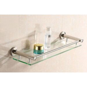 PESCE Bathroom glass shelf - in 1 or 2, wall mounting, aluminium, tempered glass, width: 50cm, mounting hardware included - bathroom shelf, glass shelf,