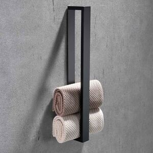 Bathroom No-Drill Towel Bar, Wall Mount, Stainless Steel Vertical Towel Bar (Black) Groofoo