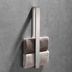 Bathroom No-Drill Towel Bar, Wall Mounted, Stainless Steel Vertical Towel Bar (Silver) Groofoo