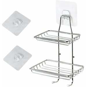 HOOPZI Bathroom Soap Shelf, Wall Mounted Soap Dish Holder, Stainless Steel Soap Shelf, Stainless Steel Double Layer Soap Box For Bathroom, kitchen, Soap,