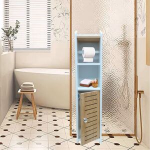 Teetok - Bathroom storage units,Chrome Toilet Roll Holder for Small Space, Behind Toilet Storage