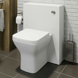 Aurora Bathroom Toilet 500mm Concealed Cistern White Gloss Dual Flush Soft Close Seat - White