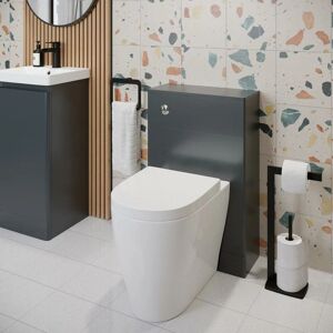 Regis - Bathroom Toilet wc Concealed Cistern Unit Pan Soft Close Seat Matt Grey 500mm - Grey