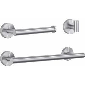 RHAFAYRE Bathroom Towel Rack Stainless Steel Bathroom Accessories Set 3-in-1 Towel Rack (Free Paper Holder) Hygienic Brush Surface Drilling Installation