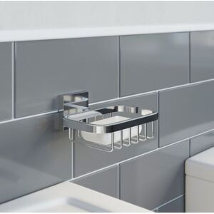 ARCHITECKT Bathroom WC Soap Dish Holder Chrome Square Wall Mounted Stylish Modern - Silver