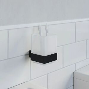 Architeckt - Bathroom wc Tumbler Toothbrush Holder Black Square Wall Mounted Stylish Modern - Black