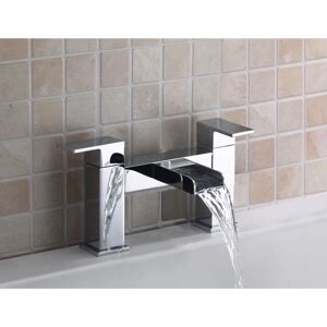 Hydros - Belle Square Waterfall Style Bath Filler Tap Chrome Mixer Tap Lever Solid Brass