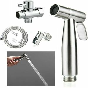 Briefness - Bidet Sprayer for Toilet, Handheld Bidet Sprayer Stainless Steel, Spray Attachment with Hose Valve Holder for Feminine Wash, Cloth Diaper