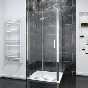 Elegant - Bifold Shower Enclosure Glass Shower Door Reversible Folding Cubicle Door + Side Panel 900 x 800 mm