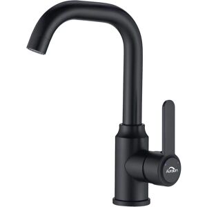 Xuigort - Black Basin Tap 360° Swivel, Basin Mixer Tap Total Height 252mm, Bathroom Taps with Removable Aerator