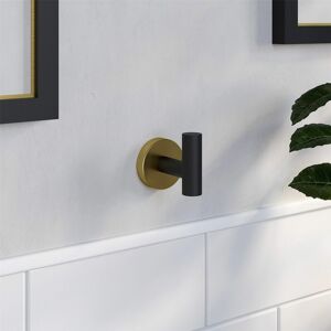 Black & Gold Architeckt Europa Robe Hook Towel Bathroom Accessories Matt Black - Black