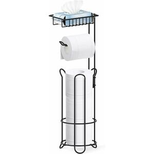 Black Standing Removable Freestanding Toilet Paper Holder, 3 Roll Dispenser with Wet Wipe Holder, Metal Bathroom Toilet Paper Dispenser Denuotop