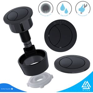 VIVA SANITARY Black Toilet Push Button for Cable Operated Dual Flush Cistern Universal Fitting