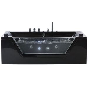 BELIANI Modern Hot Tub Bath Hydro Massage Black Acrylic Black Headrests Overflow Samana - Black