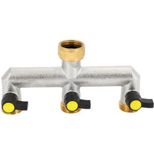 Alwaysh - Brass Garden Tap Splitter, 3/4' Tap Splitter Hose Connect Splitter, 3 Way Tap Connector with On/Off Valves, Faucet Adapter for Outdoor Home