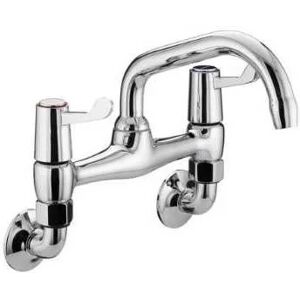 Value Lever Chrome Wall Mounted Bridge Kitchen Sink Mixer Tap with Ceramic Disc Valves - VAL2-WMSNK-C-CD - Chrome - Bristan