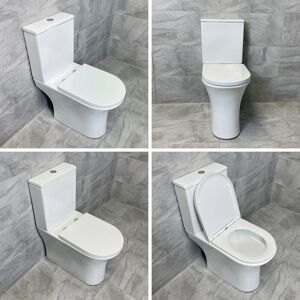 Hydros - Cam Close Coupled Rimless Comfort Height Open or Closed Back Toilet Inc. Seat, Open Back Toilet-Without Fixing Kit
