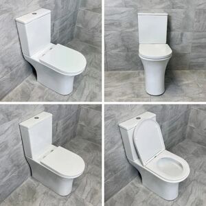 Hydros - Cam Close Coupled Rimless Comfort Height Open or Closed Back Toilet Inc. Seat, Closed Back Toilet-With Fixing Kit