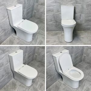 Hydros - Cam Close Coupled Rimless Comfort Height Open or Closed Back Toilet Inc. Seat, Open Back Toilet-With Fixing Kit