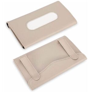 Rose - Car Sun Visor Hanging pu Leather Tissue Box Holder (Khaki) 2 Pieces