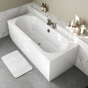 AFFINE 1700 x 700mm Bathroom Double Ended Curved Bath White Acrylic with No Panels - White