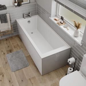 Aquari - 1700 x 700mm Bathroom Single Ended Square Bath Acrylic White with No Panels - White