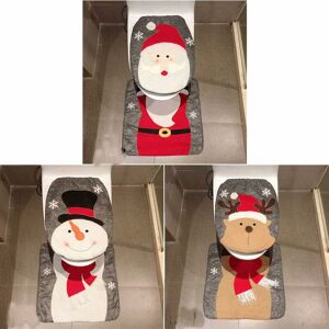 Langray - Christmas Snowman Santa Deer Toilet Seat Cover and Rug Set Red Christmas Decorations Bathroom (Santa Claus)