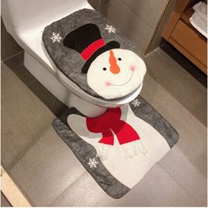 Langray - Christmas Snowman Santa Deer Toilet Seat Cover and Rug Set Red Christmas Decorations Bathroom (Snowman)