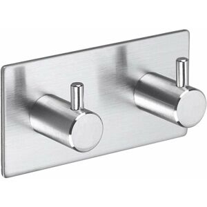 LANGRAY Coat hook with 2 hooks, in stainless steel, towel rack, family and office, self-adhesive