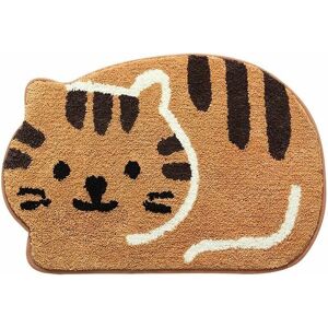 LANGRAY Comfortable Animal Cute Cat Shaped Bath Mat, Bedroom Bathroom Entrance Kitchen Floor Mat, Kids Room Rug Absorbent Non-Slip Mat,4565cm (Khaki)