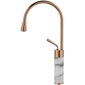 Invena - Copper/White Marble Kitchen Sink Tap Basin Mixer Standing