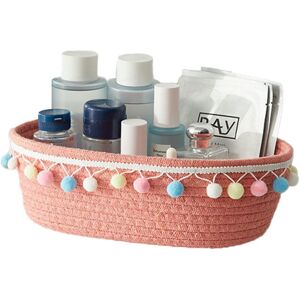 PESCE Cotton rope woven desktop sundries storage basket cosmetic toy storage rack pink