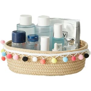 PESCE Cotton rope woven desktop sundries storage basket cosmetic toy storage rack wood