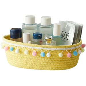 PESCE Cotton rope woven desktop sundries storage basket cosmetic toy storage rack yellow