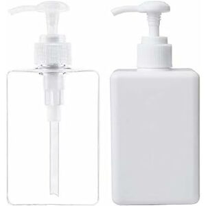 Denuotop - 280ML Soap Dispenser, 2 Pack Plastic Empty Pump Bottle Bottle Container for Kitchen and Bathroom - Clear and White