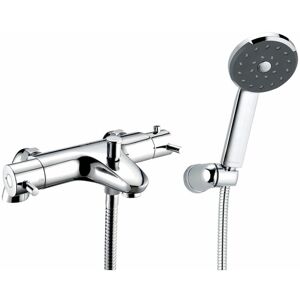 Thermostatic Pillar Mounted Lever Bath Shower Mixer Tap - Chrome - Deva