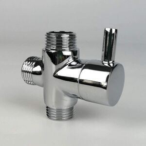 AOUGO Diverter valve, male G1/2 Brass Faucet t Adapter Chrome Bathroom Shower Faucet Accessories Water Diverter 3 Way Male Fill Valve