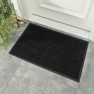 LANGRAY Doormat Tailorable Mat Double Stripe pvc Floormat Waterproof Non-slip Mat for Stair/Corridor/Balconie/Bathroom/Bedroom/Living room - 40 60cm Black