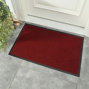 LANGRAY Doormat Tailorable Mat Double Stripe pvc Floormat Waterproof Non-slip Mat for Stair/Corridor/Balconie/Bathroom/Bedroom/Living room - 40 60cm Dark Red