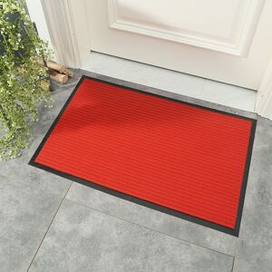 LANGRAY Doormat Tailorable Mat Double Stripe pvc Floormat Waterproof Non-slip Mat for Stair/Corridor/Balconie/Bathroom/Bedroom/Living room - 40 60cm Red