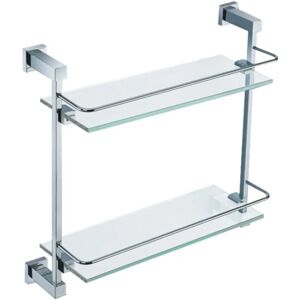 Nes Home - Double Glass Bathroom Shelf Chrome