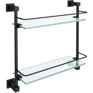 Nes Home - Double Glass Bathroom Shelf Matte Black