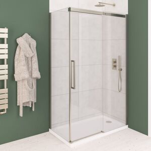 Eastbrook 49.6027 Corniche 8mm Glass Semi-Frameless Sliding Door 2000mm H x 1200mm W, Brushed Brass