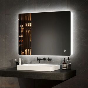 Led Illuminated Bathroom Mirror with Light Dimmable Bathroom mirror with Shaver, Touch Switch, Demester, Fuse, 60x80CM - Emke