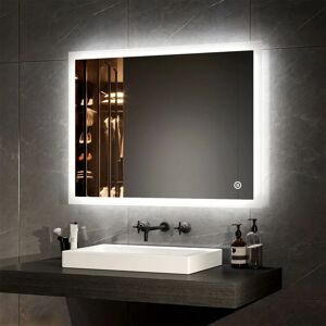 Emke - led Illuminated Bathroom Mirror with Light Dimmable Bathroom mirror with Shaver, Touch Switch, Demester, Fuse, 600x800mm